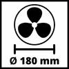 Symbol znázorňuje ventilátor s priemerom 180 mm.
