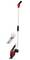 Bezdrôtové nožnice na živý plot s výsuvnou rukoväťou, červeným krytom a náhradným čepeľou. Ideálne pre ľahké strihanie vyšších rastlín.