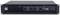 LD Systems DP 4950 zosilňovač v čiernej farbe, pohľad spredu. Štyri otočné ovládače a LED indikátory pre ovládanie hlasitosti sú viditeľné.