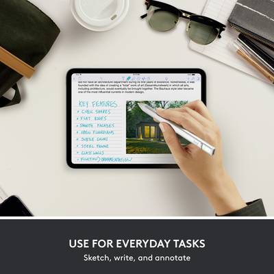 Tablet s rukou, ktorá píše perom na obrazovke. Pod obrázkom text: 'Pre každodenné úlohy: kresliť, písať, komentovať'.