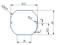 Technický výkres oválneho tvaru s rozmermi: šírka 52,5, výška 48. Polomery: R28,25 pre krivky, R2,5 pre rohy.