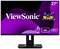 Viewsonic 27-palcový monitor, fialové pozadie, zobrazuje 4K rozlíšenie, USB-C port, symetrické nastavenie stojana, tri farebné vtáky v pravom hornom rohu.