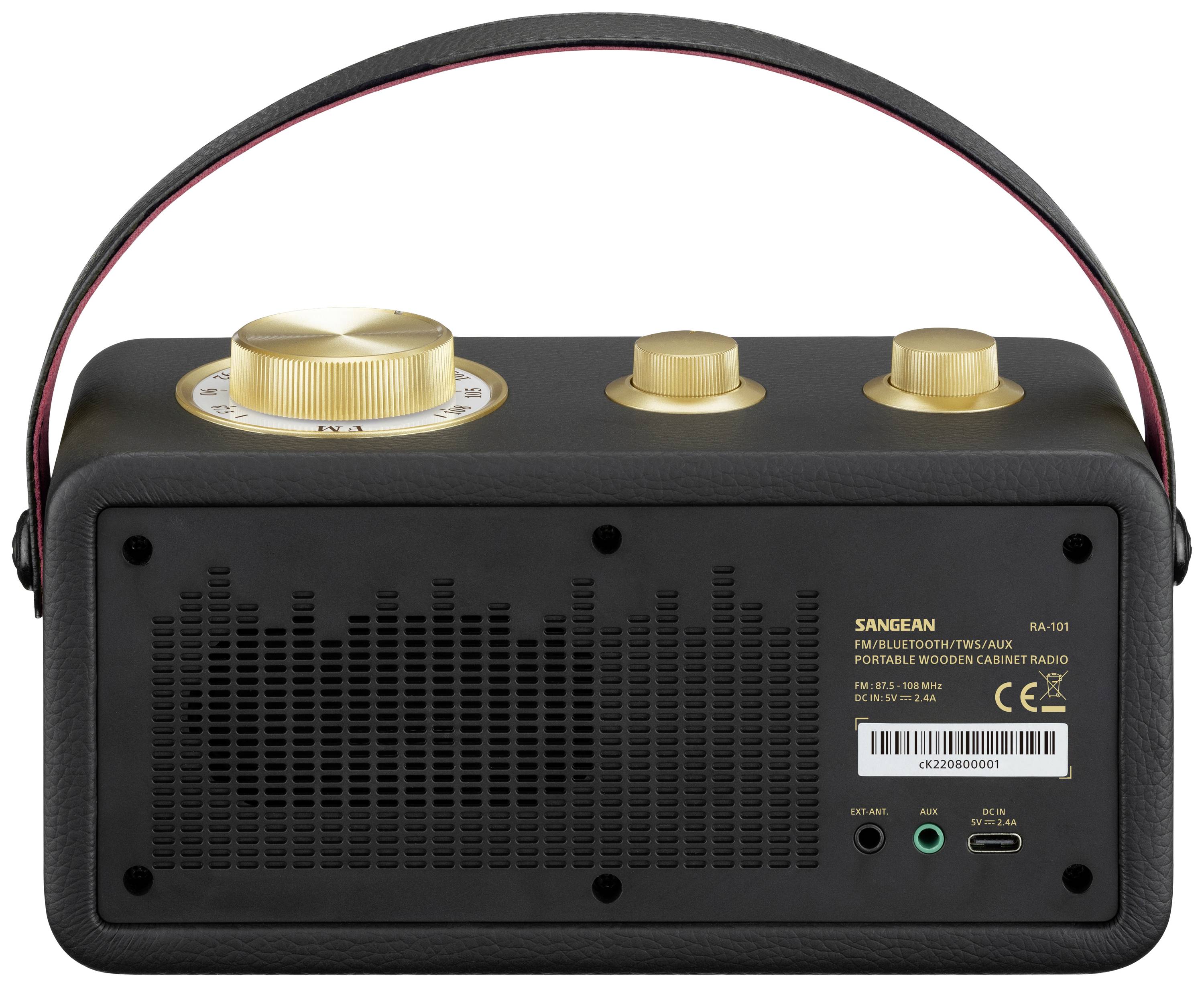 Sangean RA-101 A500522 Akumulátorové rádio, FM, Bluetooth, AUX, možné znovu nabíjať, čierna, zlatá-5