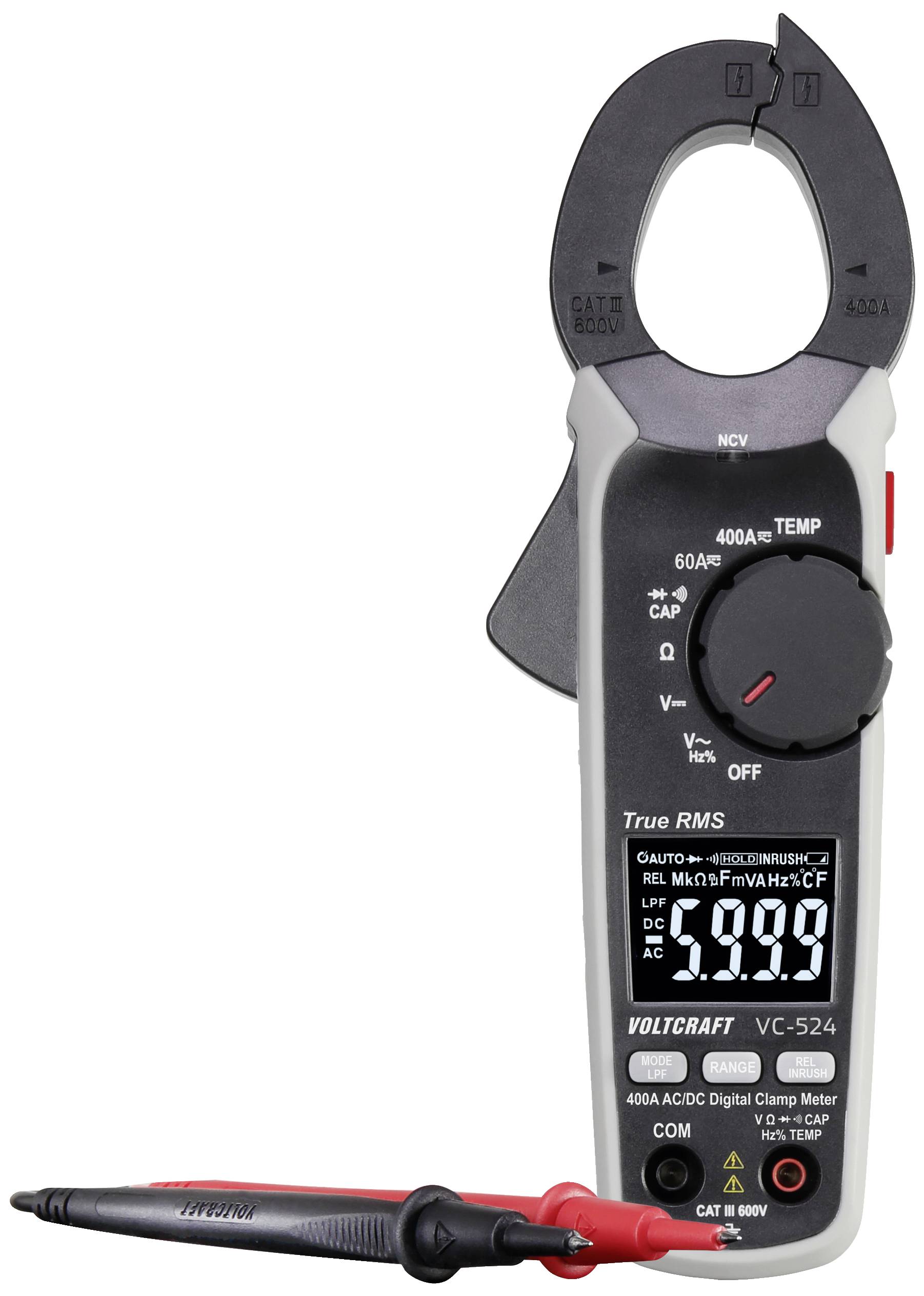 VOLTCRAFT VC-524 Pinza amperometrica digitale CAT III 600 V Display (Counts): 6000
