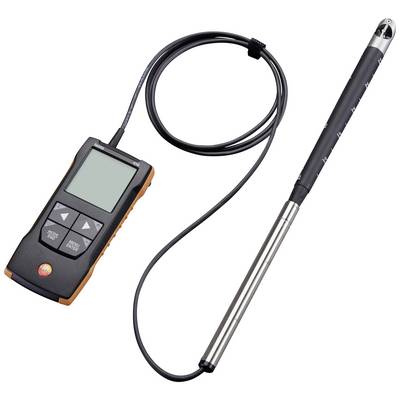 Prenosný anemometer so snímateľným senzorom, používaný na meranie rýchlosti vetra a teploty v environmentálnych štúdiách.