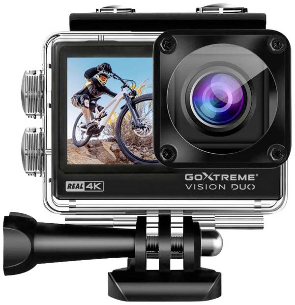 GoXtreme GoXtreme Vision Duo 4K športová outdoorová kamera 4K, duálny displej, chránené proti striekajúcej vode, odolná proti prachu, odolná proti vode, Wi-Fi, časový odstup