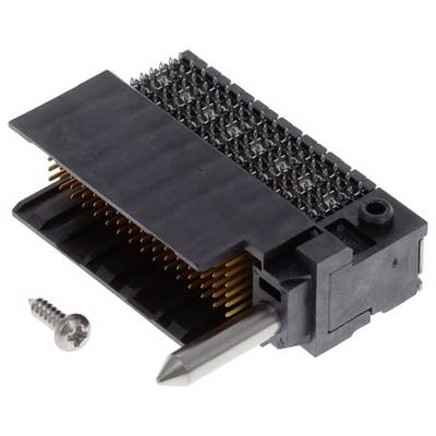 Elektrický konektor s množstvom kovových kolíkov určených pre obvody na platni je spárovaný s malou skrutkou vedľa neho.