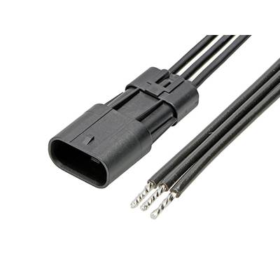 Čierny elektrický konektor s voľnými koncami káblov.