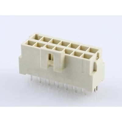 Béžový elektronický zástrčkový konektor s viacerými kolíkmi, používaný pre pripojenia v zariadeniach alebo elektrických obvodoch, na bielom pozadí.