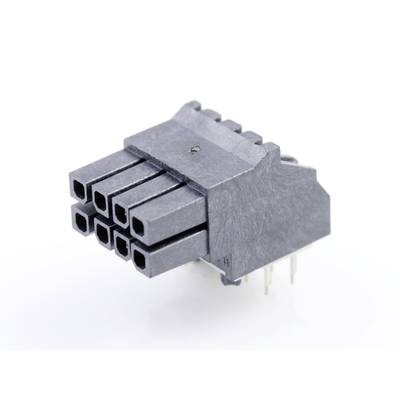 Čierny šesťpólový elektronický konektor na bielom pozadí, jasne ukazujúci svoje obdĺžnikové kontakty.