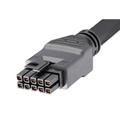 Čierny viacpólový konektor pre elektronické prepojenia, s viacerými obdĺžnikovými kolíkmi usporiadanými v dvoch radoch.