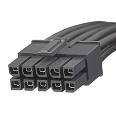 Čierny elektrický konektor s dvanástimi štvorcovými pripojeniami a zväzkom káblov, určený pre pripojenie počítačových hardvérových komponentov.