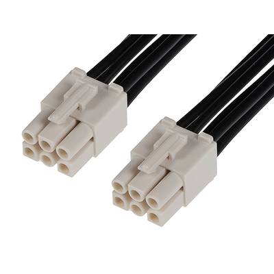 Dva biele plastové konektory s viacerými čiernymi káblami, ktoré sa používajú na elektrické prepojenia.