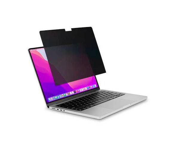 Laptop s antireflexnou ochrannou fóliou na obrazovke na zníženie odleskov. Obrazovka zobrazuje farebné pozadie.