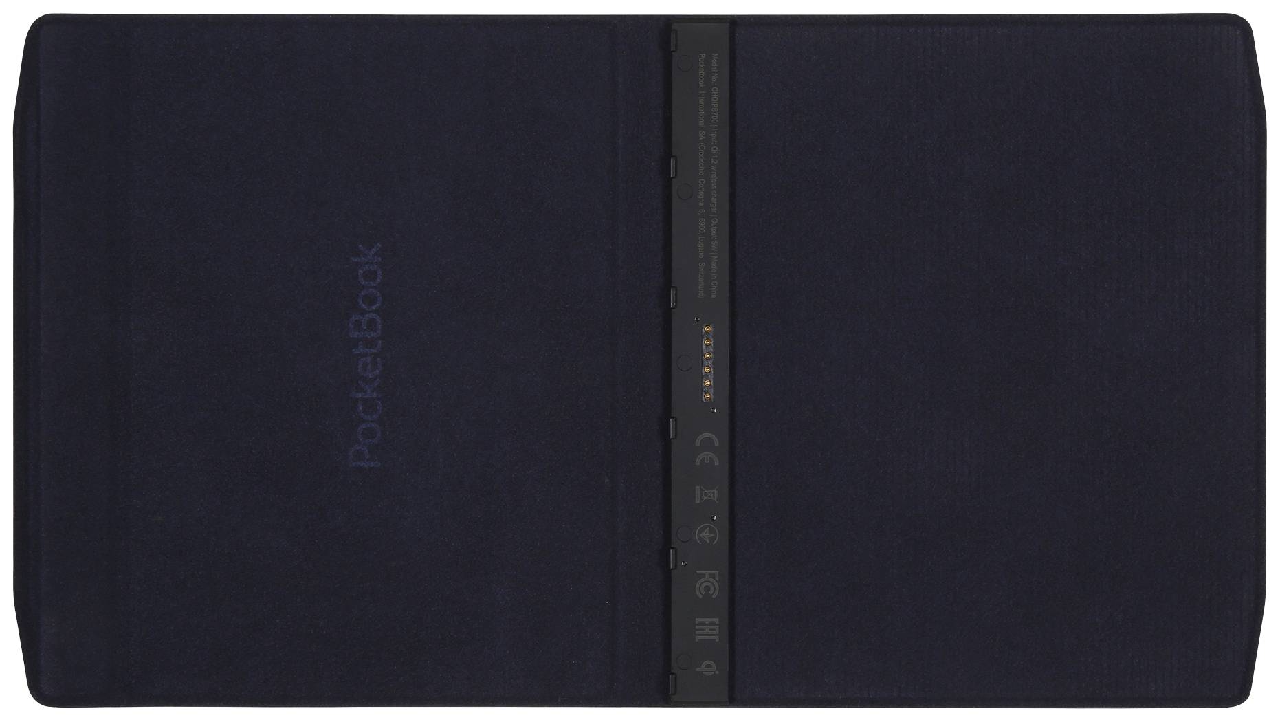 Tmavý ochranný obal pre PocketBook, zatvorený. Chráni elektronické čítacie zariadenie.