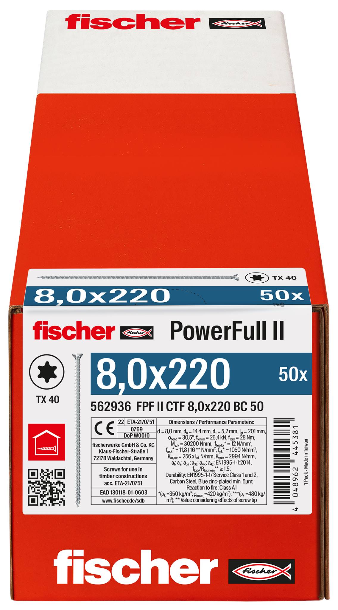Fischer FPF II CTF 8,0 x 220 BC 50 562936 skrutka do dreva 8 mm 220 mm TX ocel glavanizované zinkom 50 ks-2