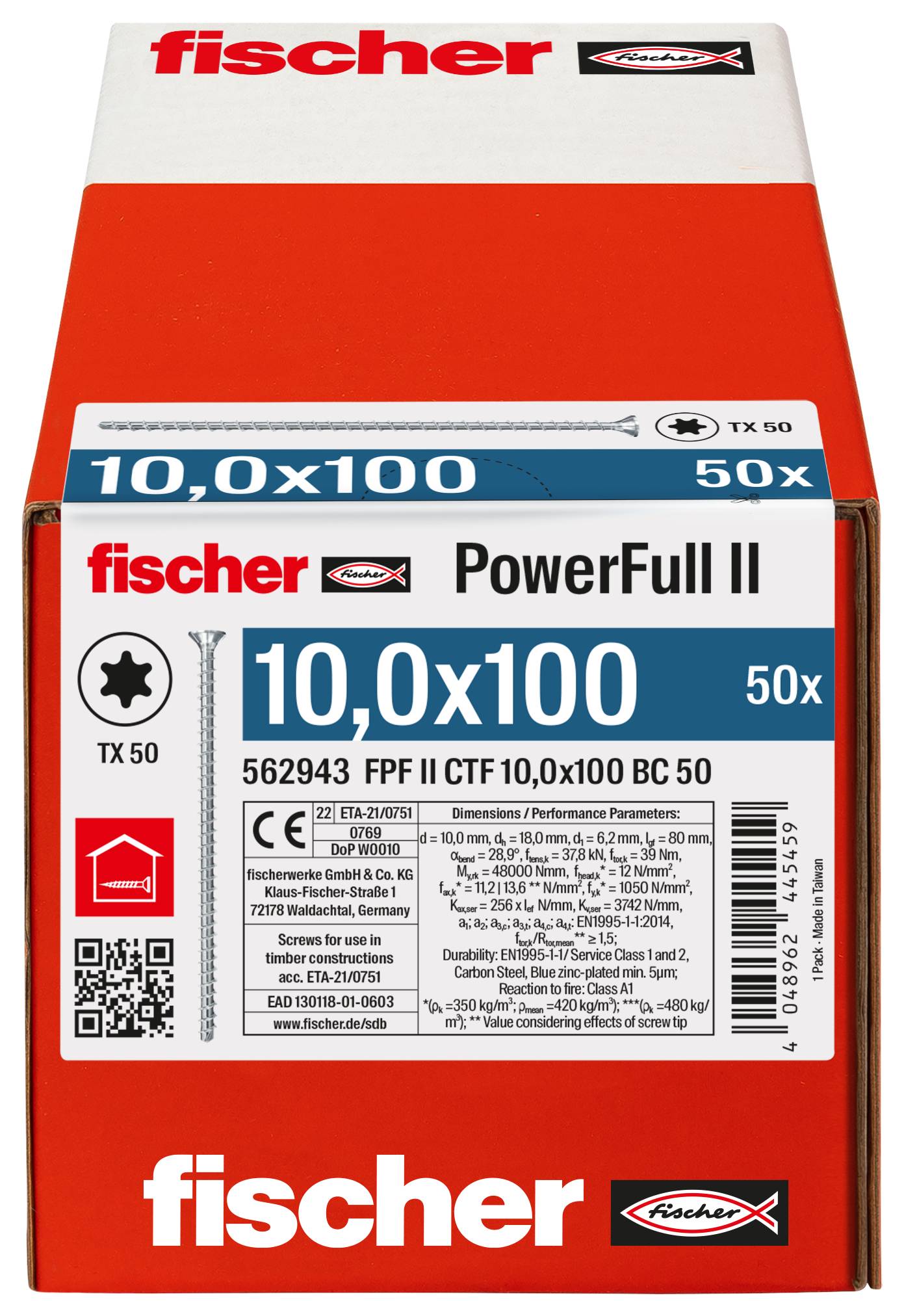 Fischer FPF II CTF 10,0 x 100 BC 50 562943 skrutka do dreva 10 mm 100 mm TX ocel glavanizované zinkom 50 ks-2