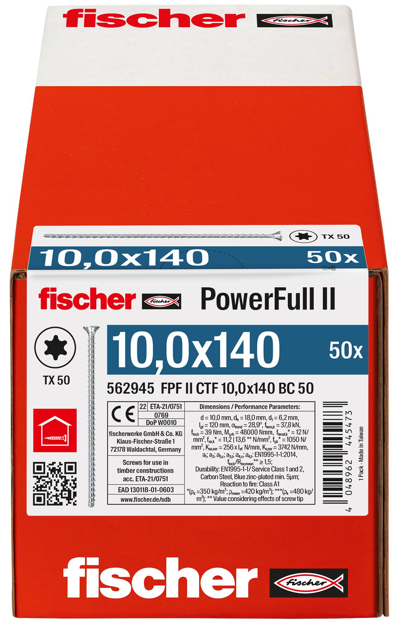 Fischer FPF II CTF 10,0 x 140 BC 50 562945 skrutka do dreva 10 mm 140 mm TX ocel glavanizované zinkom 50 ks-2