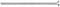 Dlhý strieborný kovový skrutka so súvislým závitom a plochou hlavou, uložená vodorovne.