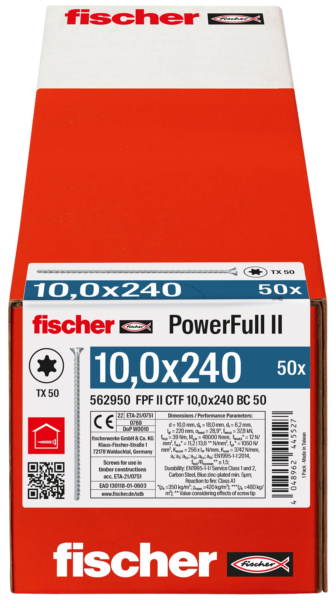 Fischer FPF II CTF 10,0 x 240 BC 50 562950 skrutka do dreva 10 mm 240 mm TX ocel glavanizované zinkom 50 ks-2