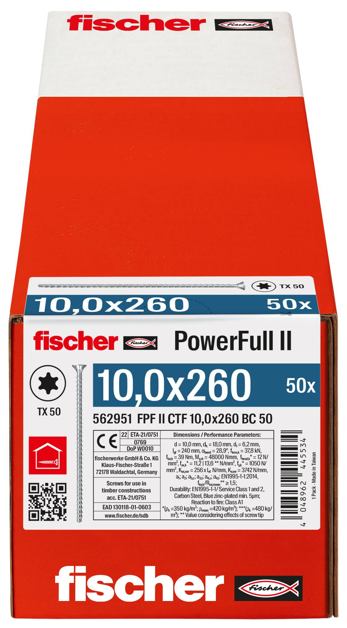 Fischer FPF II CTF 10,0 x 260 BC 50 562951 skrutka do dreva 10 mm 260 mm TX ocel glavanizované zinkom 50 ks-2