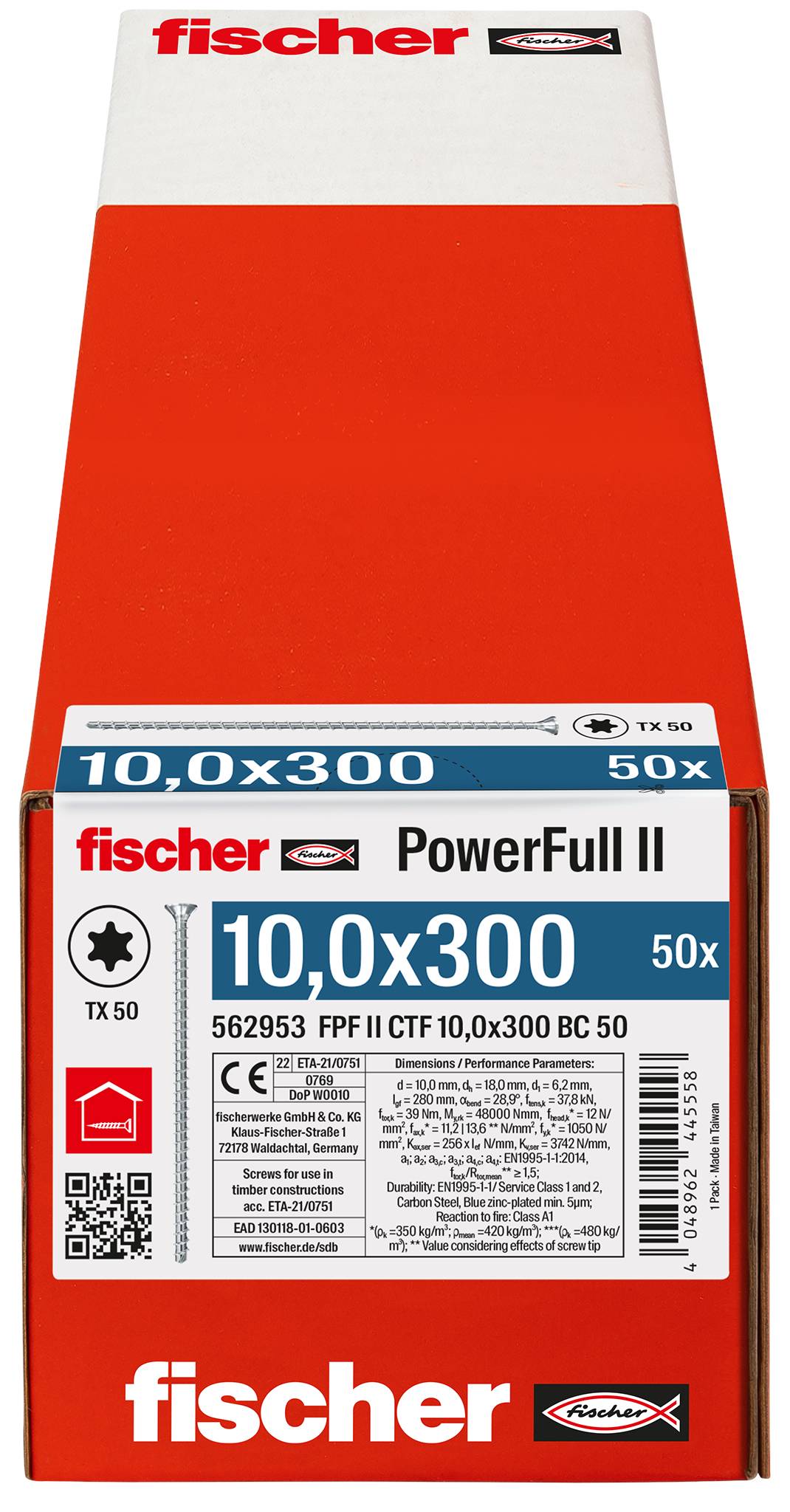Fischer FPF II CTF 10,0 x 300 BC 50 562953 skrutka do dreva 10 mm 300 mm TX ocel glavanizované zinkom 50 ks-2