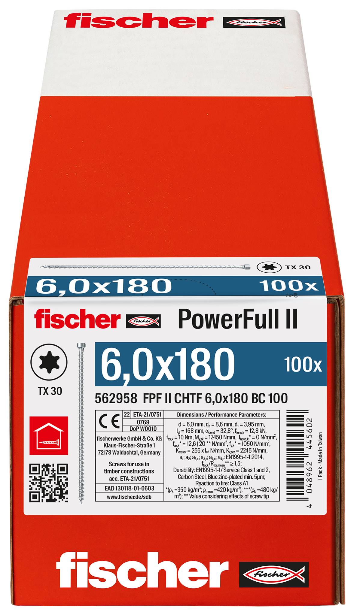 Fischer FPF II CHTF 6,0 x 180 BC 100 562958 skrutka do dreva 6 mm 180 mm TX ocel glavanizované zinkom 100 ks-2