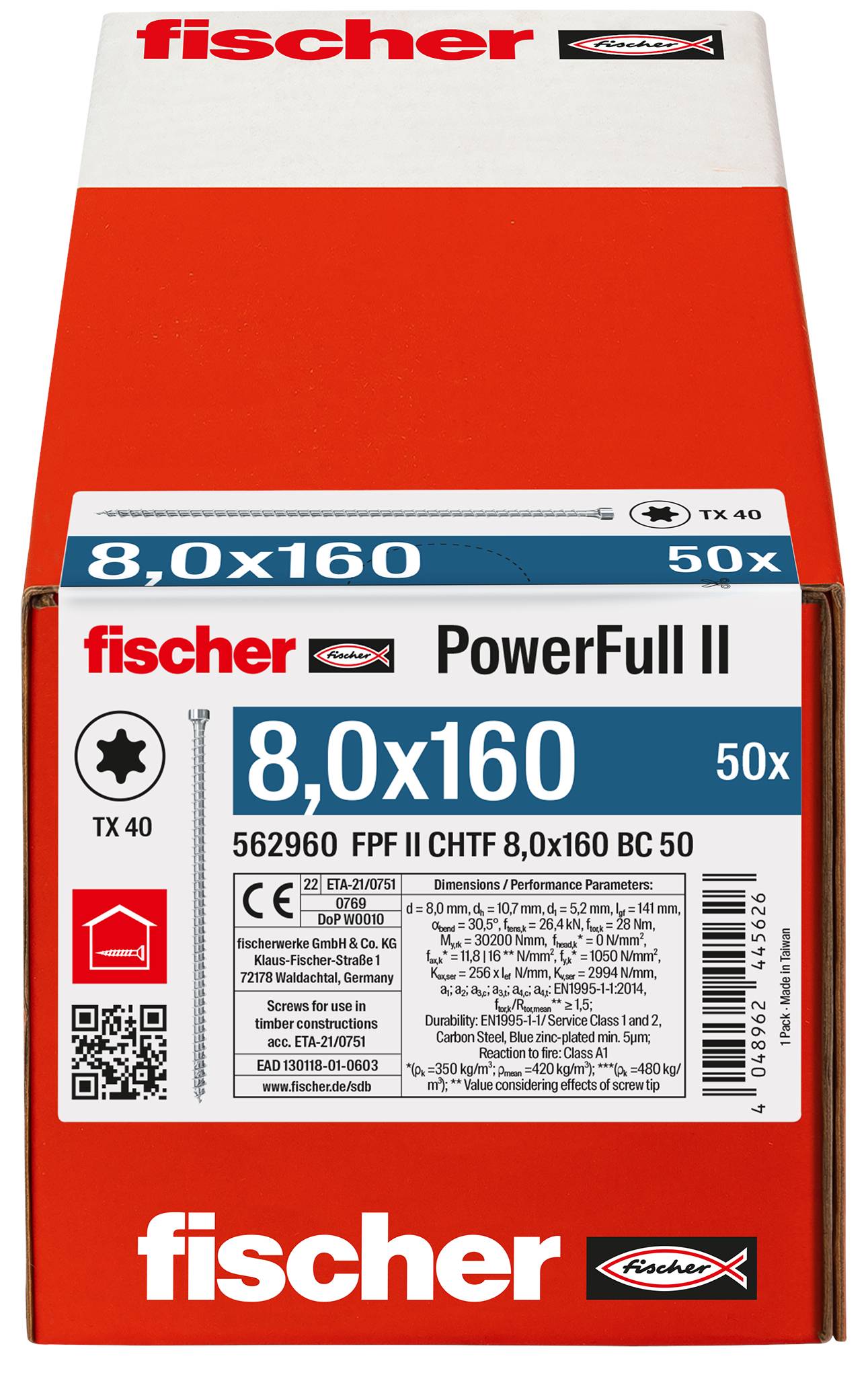 Fischer FPF II CHTF 8,0 x 160 BC 50 562960 skrutka do dreva 8 mm 160 mm TX ocel glavanizované zinkom 50 ks-2