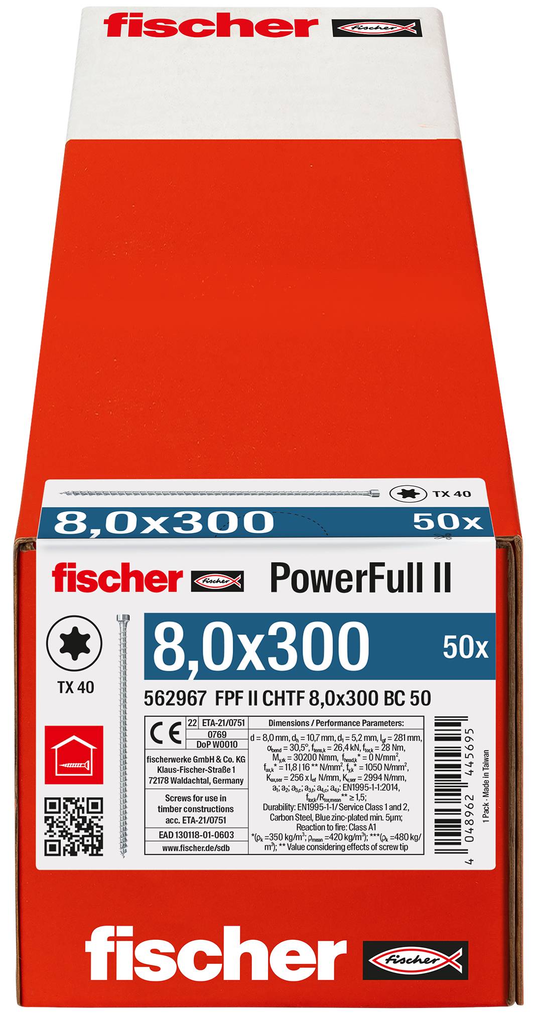 Fischer FPF II CHTF 8,0 x 300 BC 50 562967 skrutka do dreva 8 mm 300 mm TX ocel glavanizované zinkom 50 ks-2