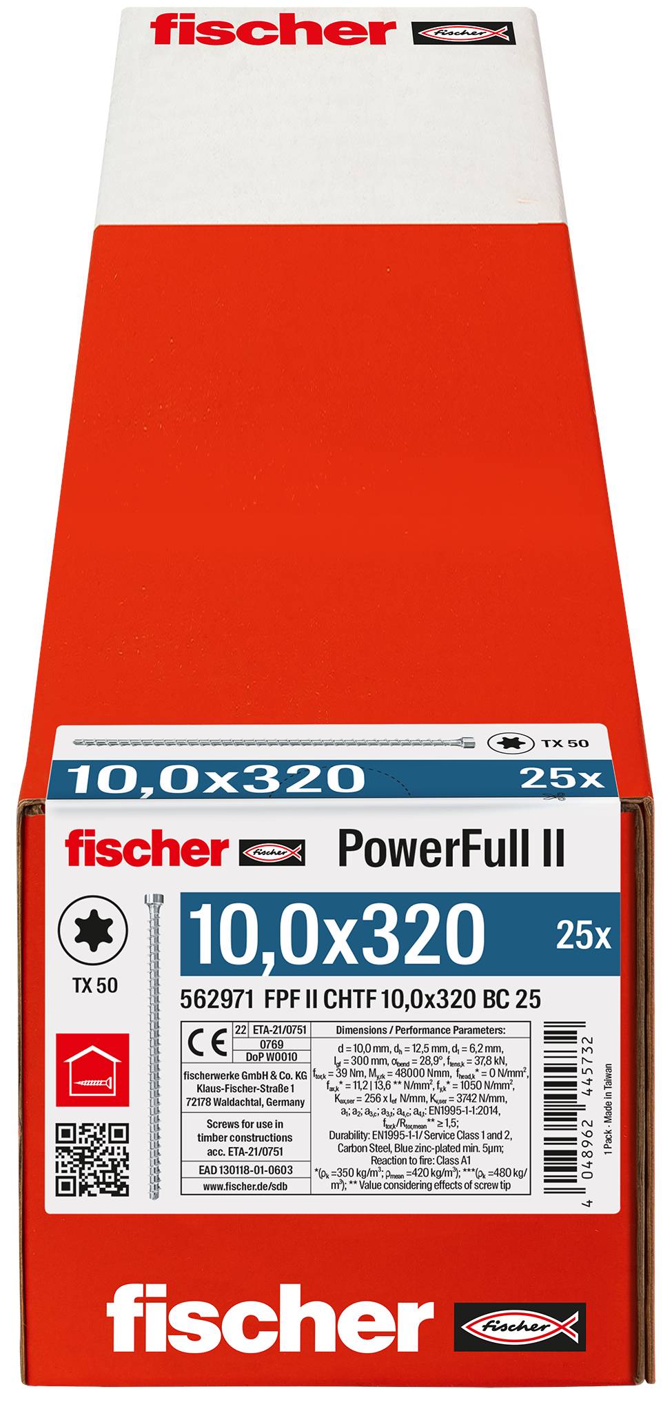 Fischer FPF II CHTF 10,0 x 320 BC 25 562971 skrutka do dreva 10 mm 320 mm TX ocel glavanizované zinkom 25 ks-2