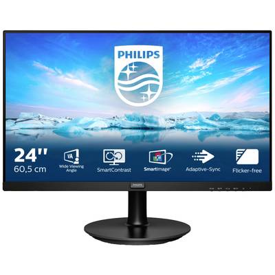 24-palcový monitor Philips s modrou arktickou pozadím. Znázornené funkcie: Široký pozorovací uhol, SmartContrast, SmartImage, Adaptive-Sync, Bez blikania.
