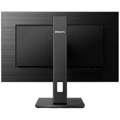 Monitor pohľadený zozadu s obdĺžnikovým stojanom a viditeľnou značkou 'Philips'.