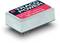 Malý, obdĺžnikový DC/DC menič Traco Power na bielom pozadí. Červený a modrý popis uvádza vstup 18-36 VDC, výstup 5,1 VDC / 2000 mA.