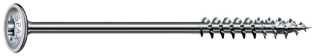 Kovový skrutka v detailnom zábere, zobrazujúca hlavu skrutky s krížovým výrezom a špicatým profilom závitu. Vhodná pre spoje v dreve alebo kove.
