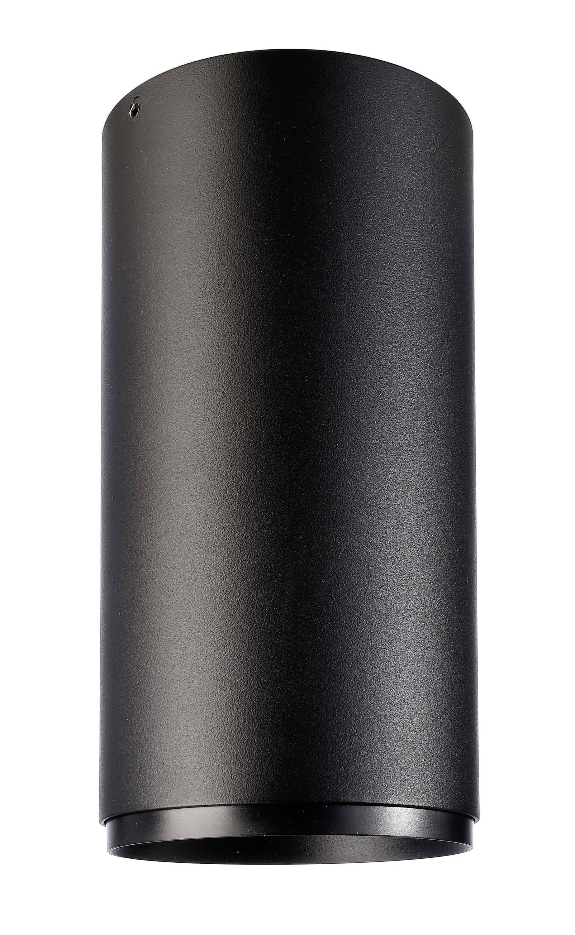 Čierna valcovitá stropná lampa.