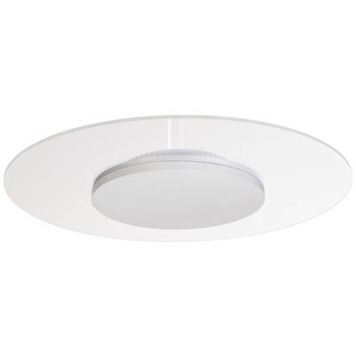 Okrúhle, moderné stropné LED svietidlo s plochým, bielym dizajnom a centrálnym, kruhovým svetelným zdrojom.
