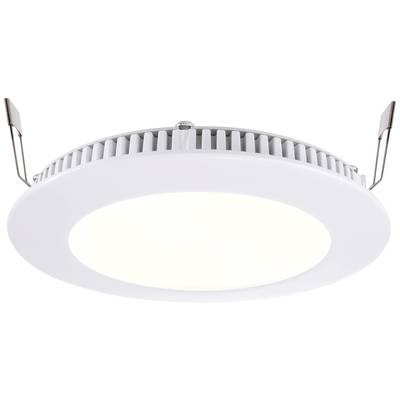 Okrúhle LED stropné svietidlo s bielymi kovovými svorkami, vhodné na plochú montáž na strop.