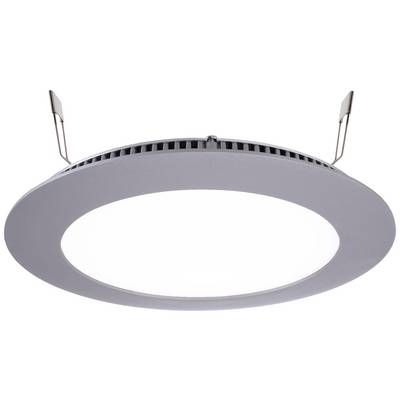 Okrúhly LED stropný spot v striebornom kryte so štyrmi upevňovacími svorkami. Ideálny pre modernú, nenápadnú svetelnú atmosféru.