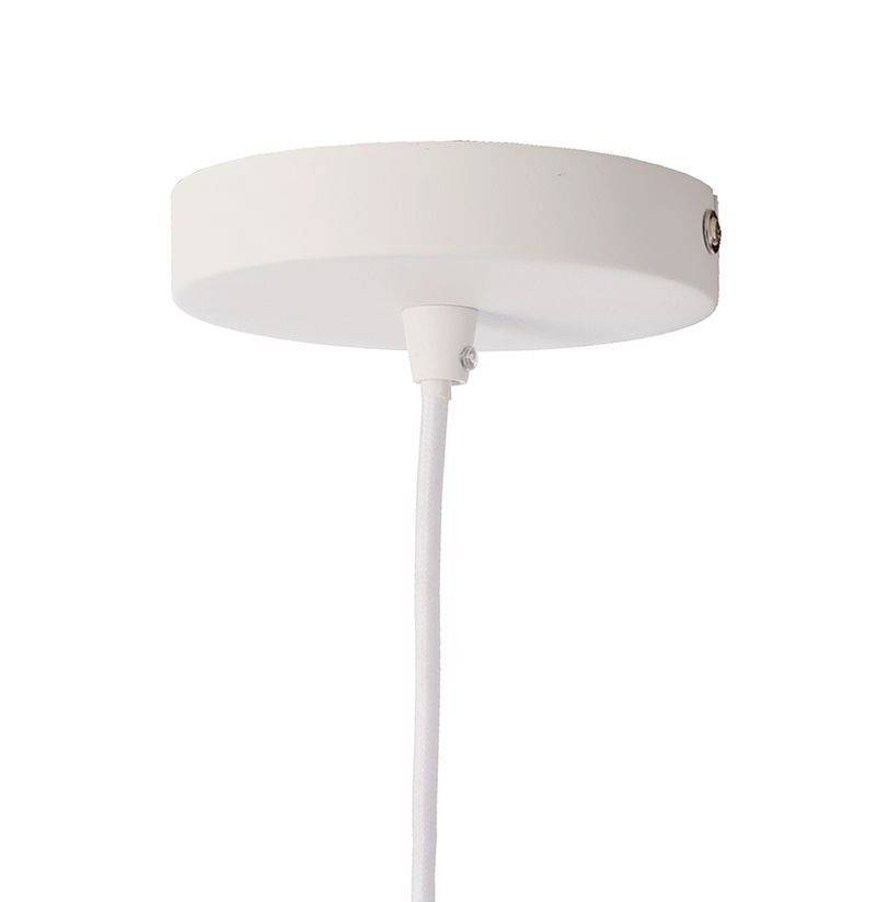 Biela stropná konzola pre závesnú lampu s výrazným káblom. Ideálna pre moderné interiéry.