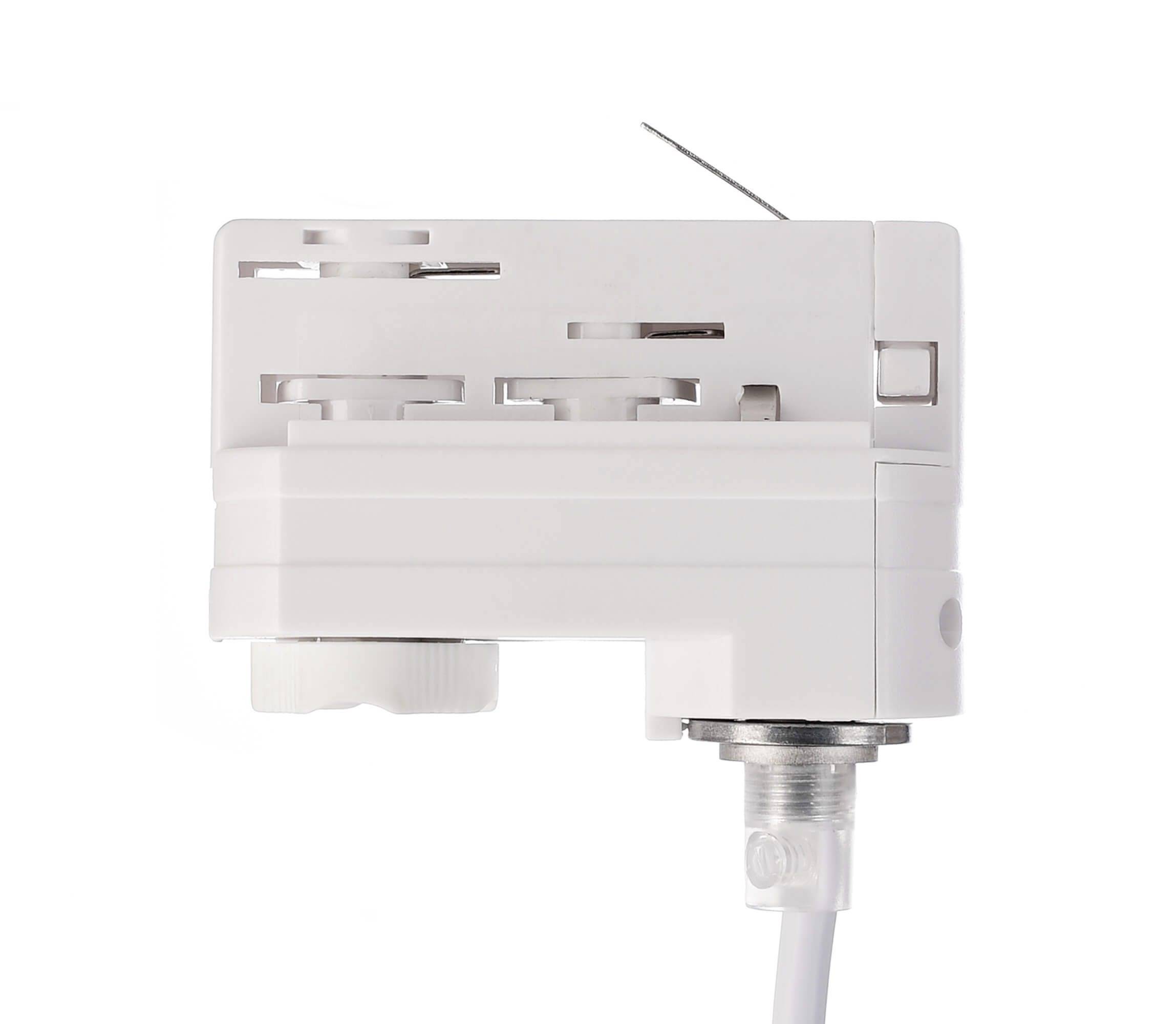 Biely elektronický termostat radiátora s LED displejom a otočným ovládačom na reguláciu teploty.