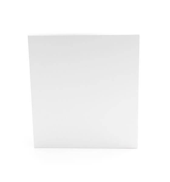 Biela, prázdna obdĺžniková plátno pred bielym pozadím, vertikálne orientovaná.