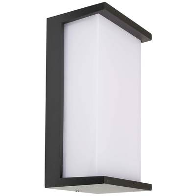 Moderná obdĺžniková nástenná lampa s čiernym rámom a bielym, nepriehľadným krytom.