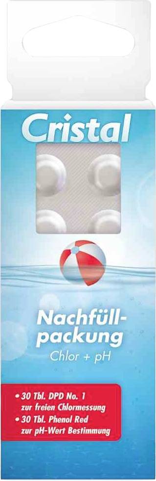 Cristal 287101 Nachfüllpackung Chlor/pH Wassertestgerät Chlor 60 pz.