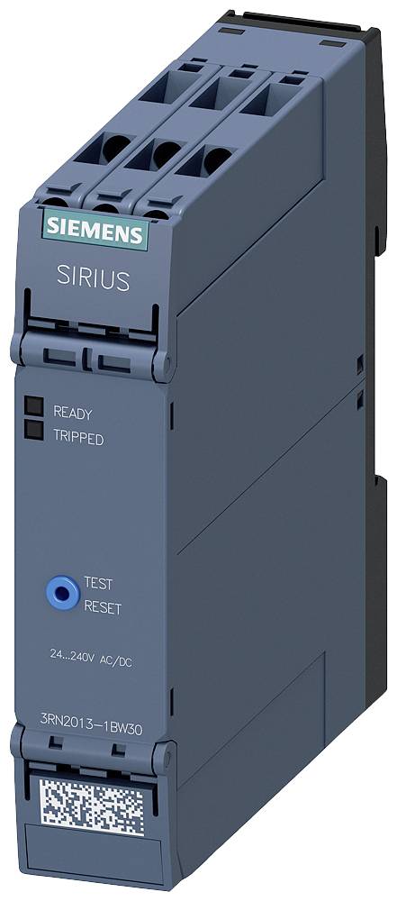 Elektronické časové relé od Siemens s modelovým číslom '3RN2013-1BW30'. Zobrazuje stavové indikátory: 'Pripravené' a 'Aktivované'.