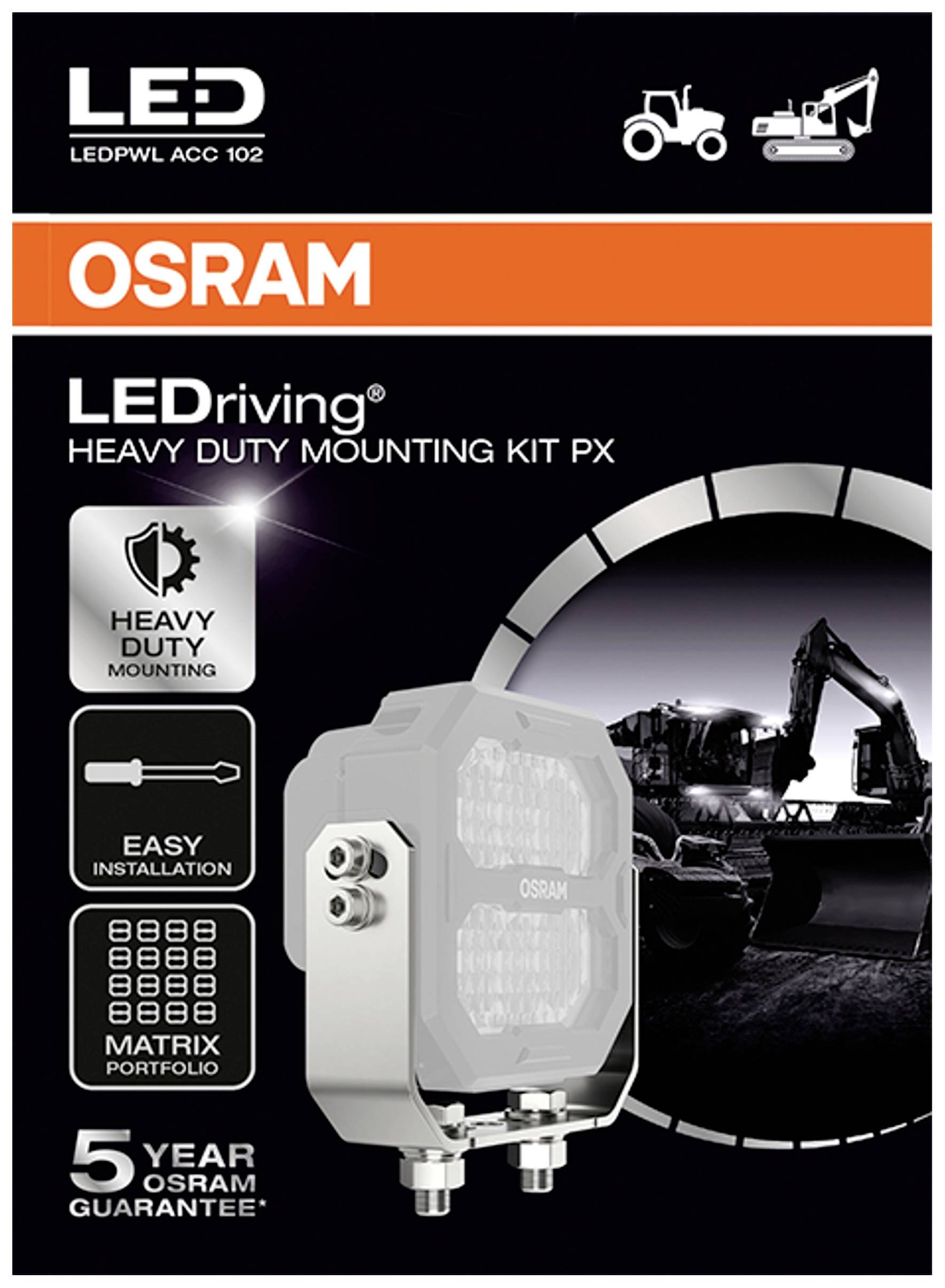 LED pracovná lampa od OSRAMu, vhodná pre ťažké stroje. Jednoduchá inštalácia, dlhá životnosť, 5 rokov záruka.