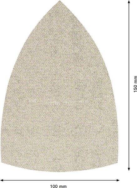 Béžová plocha v tvare kvapky s rozmermi 150 mm výšky a 100 mm šírky.