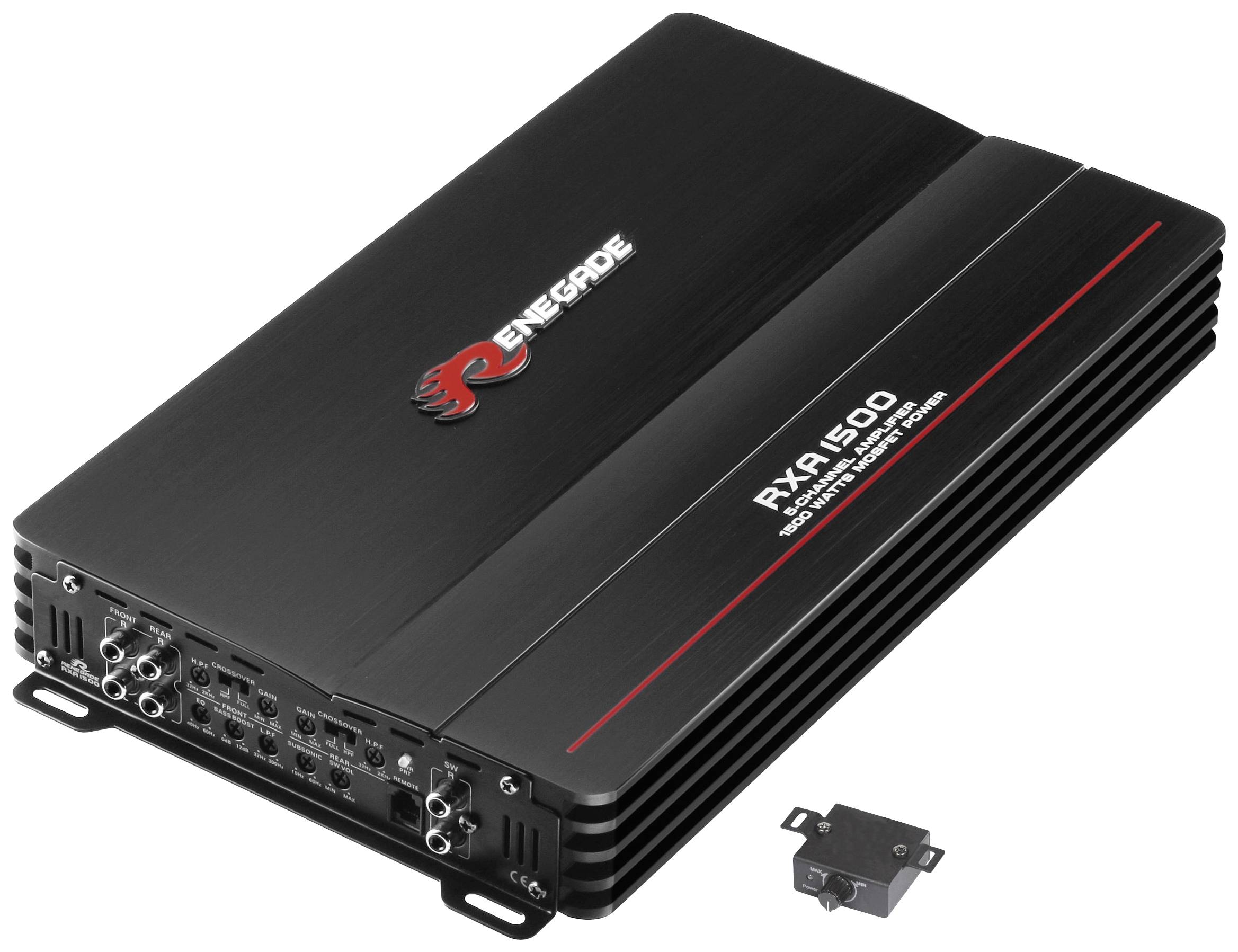 Renegade RXA1500 Ampli auto 5 canaux 1500 W Réglage volume/basses/aigus adapté pour (marque automobile): Universal