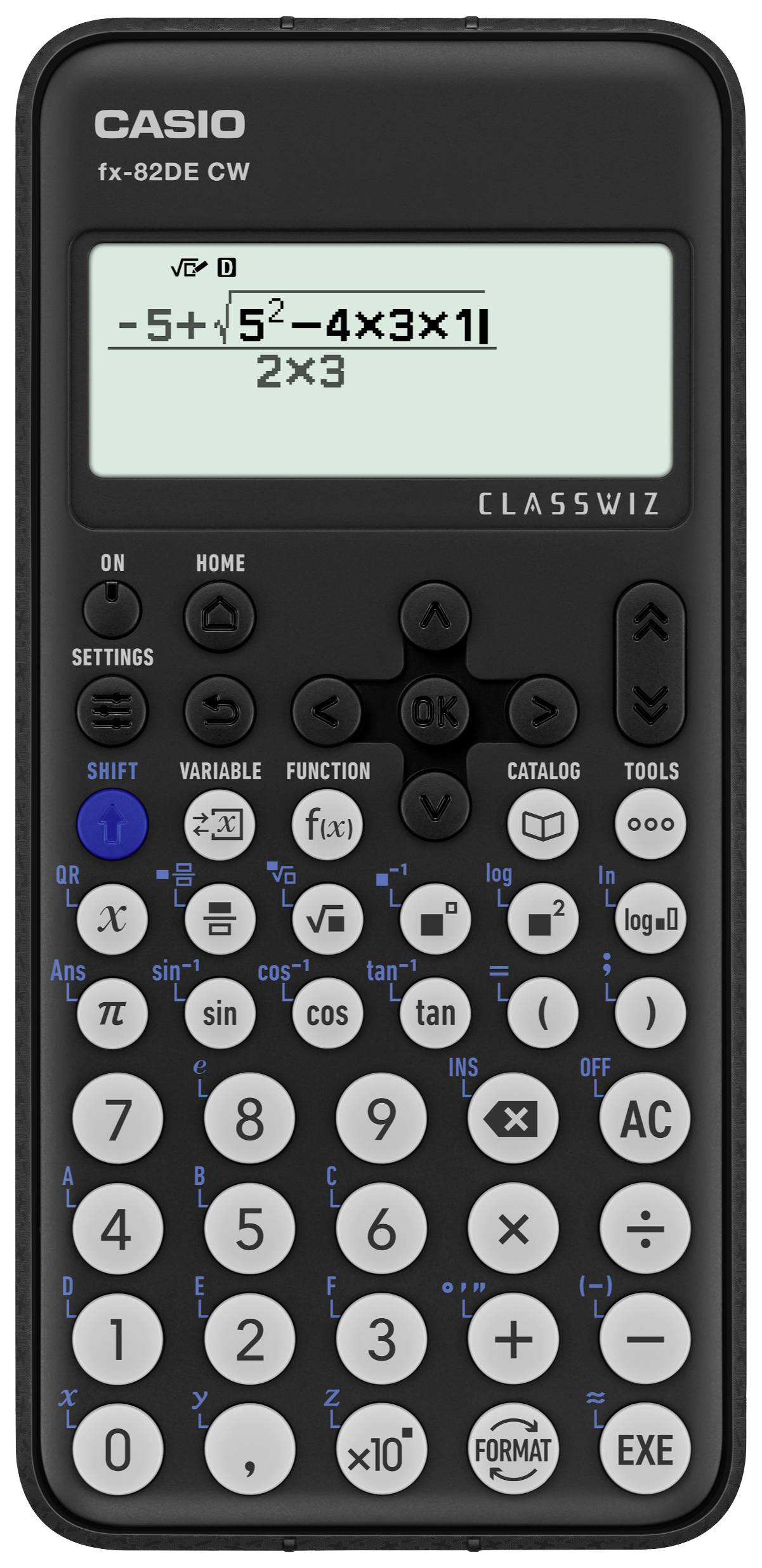 Casio FX-82DE CW Calcolatrice tecnica scientifica Nero Display (cifre): 10 a batteria (L x A x P) 77 x 13.8 x 162 mm