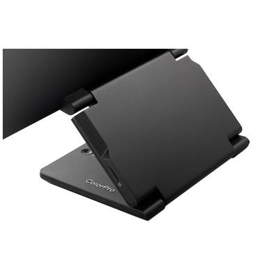 Čierny, skladací stojan na tablet značky ColorPro z bočného pohľadu.