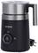 Elektrický napěňovač mlieka v čiernej farbe s nerezovým krytom, rukoväťou a elektrickým káblom. Je vybavený viacerými ovládacími tlačidlami.